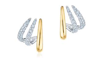 Kwait’s 18-karat white and yellow gold earrings with diamonds ($2,950) are one of the 14 selects showcasing how ears can be a canvas for making a statement. Kwait White and Yellow Gold Diamond Earrings