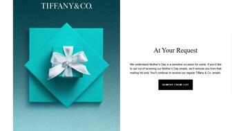 Tiffany & Co. Mother’s Day email opt out