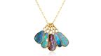 This 14-karat yellow gold necklace with Australian opal swivel charms and pavé diamond accents from Just Jules is one of 20 pieces of October birthstone jewelry highlighted in this Amanda’s Style File.  Just Jules opal necklace