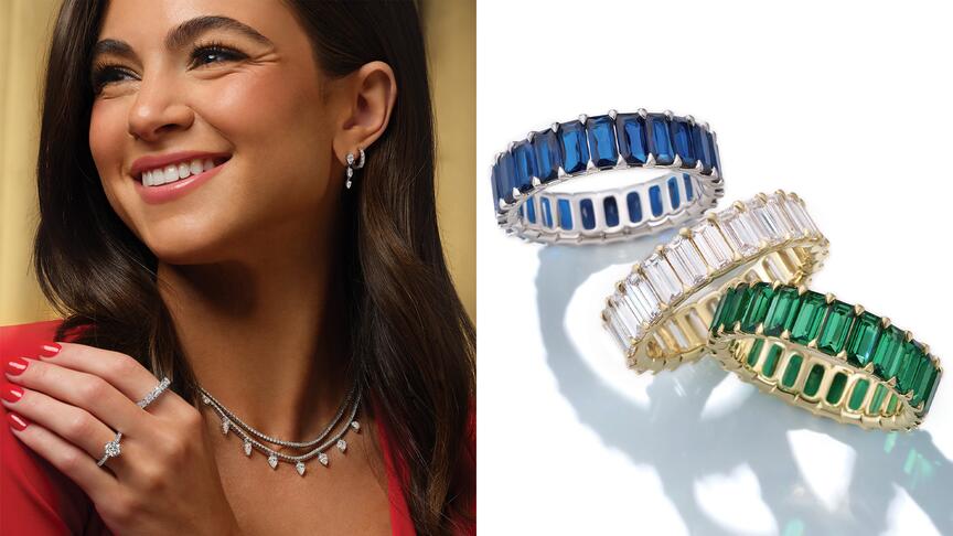 Along with the “Magic of the Moment” campaign are resources like Stuller’s 2026 holiday jewelry trend roundup, which includes eternity bands. Stuller Magic of the Moment Holiday Campaign