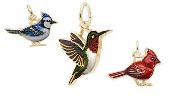 Rembrandt Blue Jay, Hummingbird, Cardinal Bird Charms