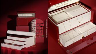Astrid & Miyu’s Festive Suite of Advent Calendars for 2025 features, from top (and pictured at right), a Solid Gold version with 18-karat gold and lab-grown diamond jewelry; a 12-day calendar with demi-fine jewelry; and a 24-day calendar, also with demi-fine jewelry. Astrid & Miyu 2025 12-Day, 24-Day, Solid Gold Advent Calendars