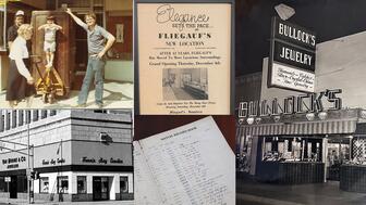 Eight stores that are members of Jewelers of America turned 100 this year and National Jeweler interviewed five of them for a special feature in the 2026 Retailer Hall of Fame issue. They are, from left to right, Robson’s Jewelers (top), Van Horne & Co. Jewelers, Fliegauf Jewelers (top), Kloiber Jewelers, and Bullock’s Jewelry. (All photos in this story are courtesy of their respective stores.) Collage of independent jewelers celebrating their 100th anniversary in 2026