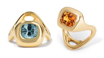 Zahn-Z Beluga Spout Grey Spinel Ring and Beluga Spout Mandarin Garnet Ring