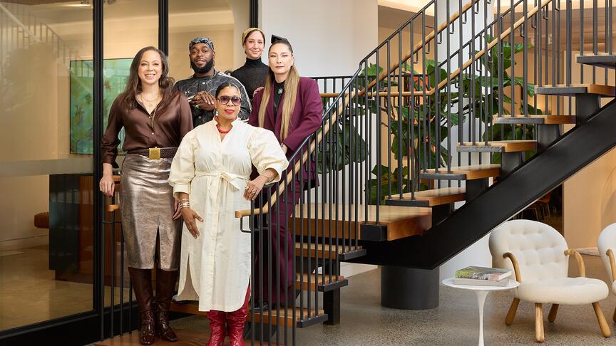 The finalists for the David Yurman Gem Awards Grant are (back row) Hiba Husayni, (second row from left) Johnny Nelson and Jules Kim, and (front row from left) Dorian Webb and Lorraine West. Hiba Husayni, Jules Kim, Johnny Nelson, Dorian Webb, Lorraine West