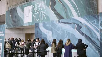 Shot of attendees at a JA New York jewelry trade show  