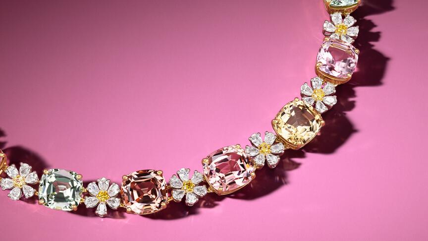 Oscar Heyman Multi-Colored Tourmaline and Diamond Flower Necklace
