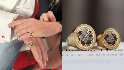 Cece Jewellery Bespoke Wuthering Heights Signet Rings on Margot Robbie and Jacob Elordi