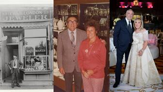 Next year, London Jewelers will celebrate its centennial. Charles London, far left, started the business in 1926. His daughter, Fran, and her husband Mayer (center) took over after World War II, with current owners Mark and Candy Udell (far right) joining the business in the early 1970s. Charles London, Mayer and Fran Udell, Mark and Candy Udell