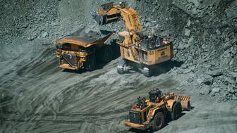 Trucks at the Orapa mine in Botswana. Production in the country, De Beers’ main source of diamonds, doubled to 5.5 million carats in the second quarter as production at the mine returned to normal levels. Trucks at De Beers’ Orapa mine in Botswana