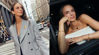 The “All Hours: Stephanie Gottlieb Fine Jewelry x Oak and Luna” capsule collection features sterling silver and yellow gold vermeil jewelry. Stephanie Gottlieb is pictured wearing pieces from the collection. All Hours: Stephanie Gottlieb Fine Jewelry x Oak and Luna Campaign Imagery