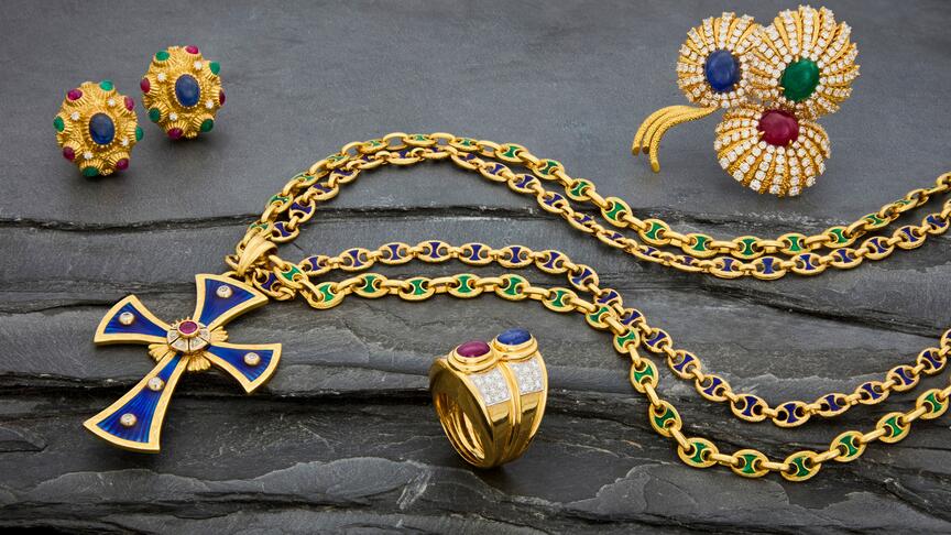 John Moran Auctioneers will host “The Estate of Joanna Carson” on March 3 in Los Angeles, featuring a selection of jewelry from Oscar Heyman & Brothers for Cartier, plus jewels from Van Cleef & Arpels, David Webb, Nardi, and more. (Image courtesy of John Moran Auctioneers) Joanna Carson jewelry auction