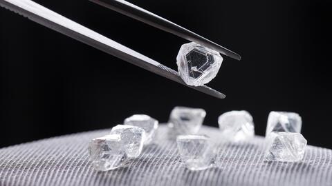 Stock image of rough diamonds from Diavik mine in Canada 