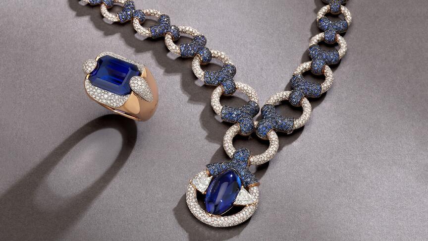 Pomellato Eye of Tanzanite Necklace and Pin-Up Ring