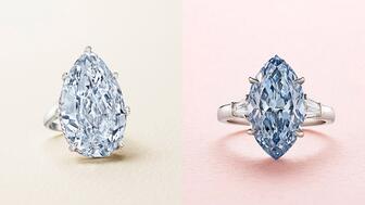Azure blue diamond and 5.04-carat fancy vivid blue diamond