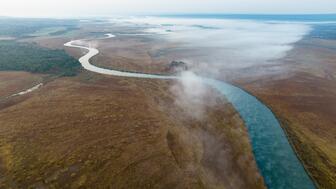 Upper reaches, Angola - 2022/06/21: Aerial image of the Lungwebungu River. (Photo by Rainer von Brandis/National Geographic) Aerial image of the Lungwebungu River