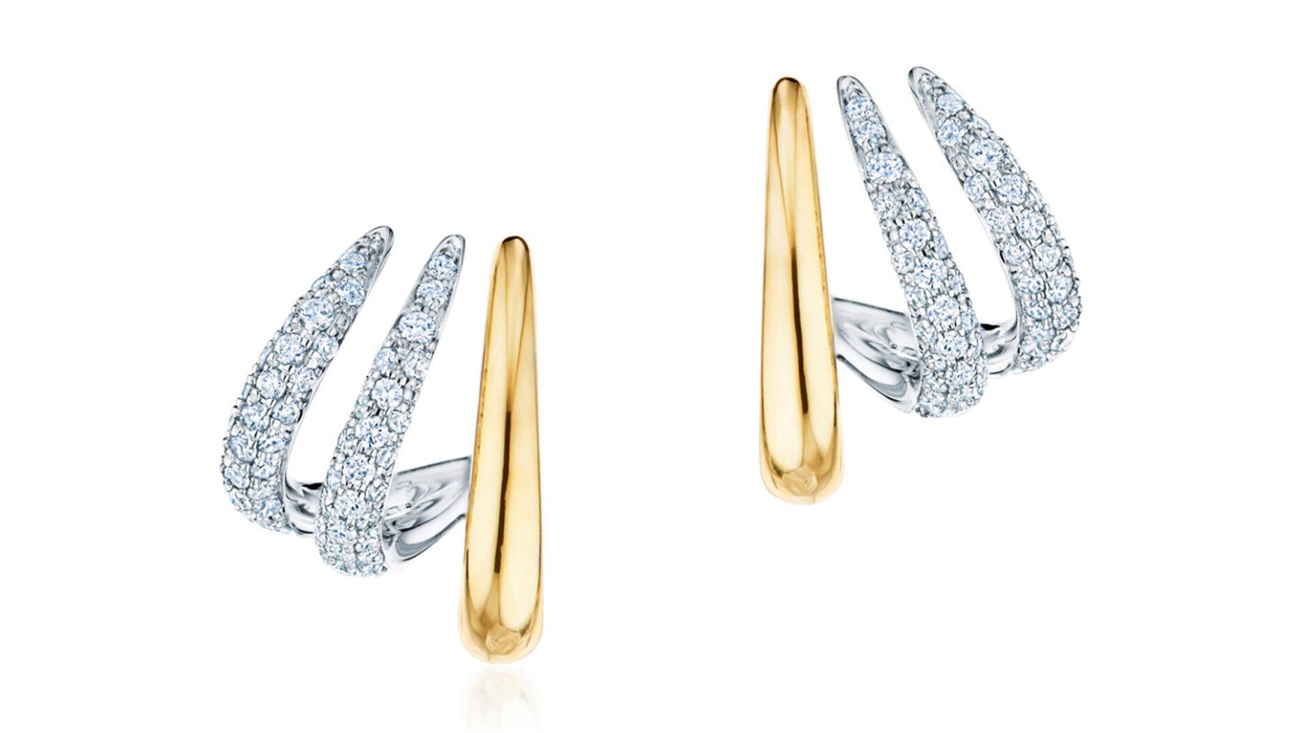 Kwait White and Yellow Gold Diamond Earrings