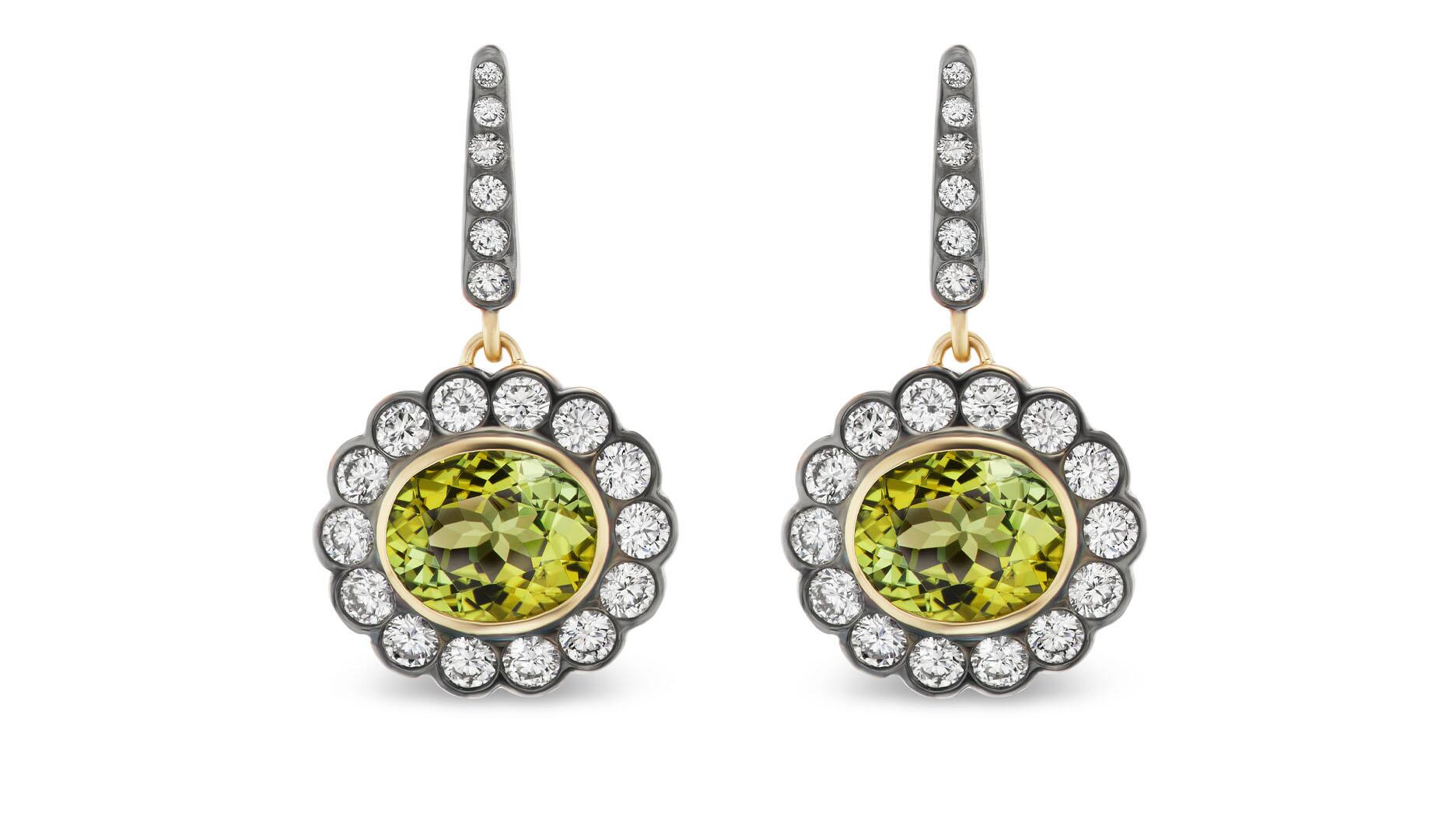 The peridot and diamond “Alexandra” earrings by Marlo Laz are one of the 20 Amanda’s Style File selects for August birthstone jewelry. Marlo Laz peridot and diamond Alexandra earrings