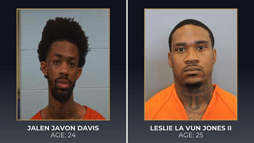 Texas officials arrested Jalen Javon Davis, 24, (left) and Leslie La Vun Jones II, 25, in connection with the robbery of Marc Robinson Jewelers in Round Rock. (Images courtesy of the Round Rock Police Department) Jalen Javon Davis and Leslie La Vun Jones II