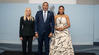 Time CEO Jessica Sibley, Botswana President Duma Boko, and Botswana Minster of Minerals and Energy Bogolo Joy Kenewendo in New York
