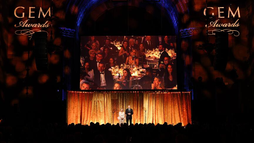 Mark and Candy Udell on stage at the 2026 Gem Awards 
