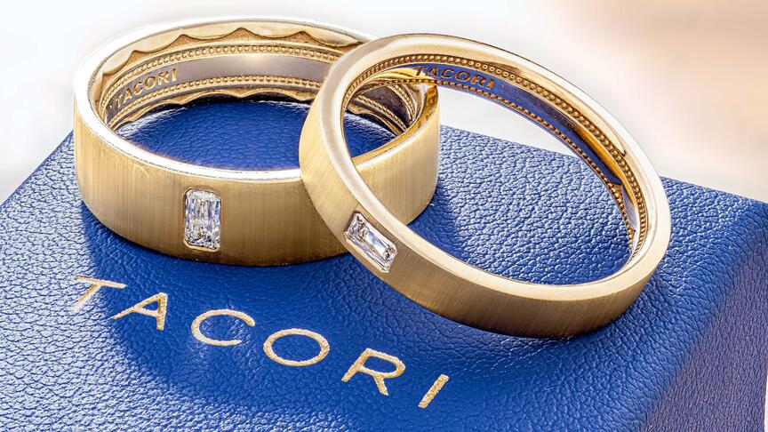 Bezel-set diamond bands from Tacori’s “Couples” collection. National Jeweler Senior Editor Lenore Fedow recently toured Tacori’s design studio in California. Tacori bezel-set diamond bands
