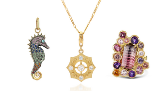 Pinar Hakim Rainbow Seahorse Pendant, Nue Fine Jewelry Irene Charm, Susannah King Venus Ring