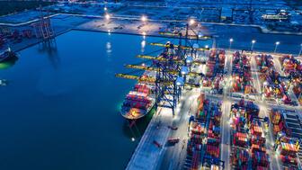 Shipping containers on a ship