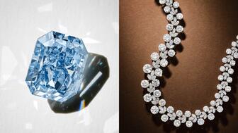 Sothebys 10-carat blue diamond, 120 carat Harry Winston diamond necklace 