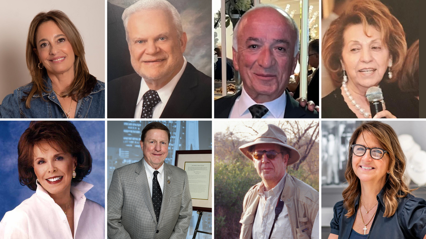 Among those the jewelry industry lost in 2025 were (top row, left to right) Gina “GiGi” Ferranti,
David Craig Rotenberg, Elie Hannoush, and Pary LeVian, and, pictured in the bottom row from left to right, Juell Kadet, Kelly Newton, Leon “Sacha” Der Calousdian, and Nina Pugliese. In Memoriam collage 2025