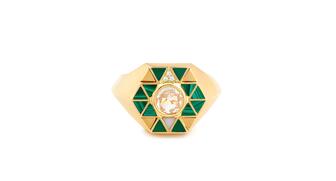 This Harwell Godfrey pinky ring, featuring rock crystal, malachite and diamonds ($2,450), tops Associate Editor Lenore Fedow’s Christmas wish list. 20201214_Harwell_Godfrey.jpg