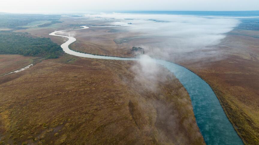 Upper reaches, Angola - 2022/06/21: Aerial image of the Lungwebungu River. (Photo by Rainer von Brandis/National Geographic) Aerial image of the Lungwebungu River