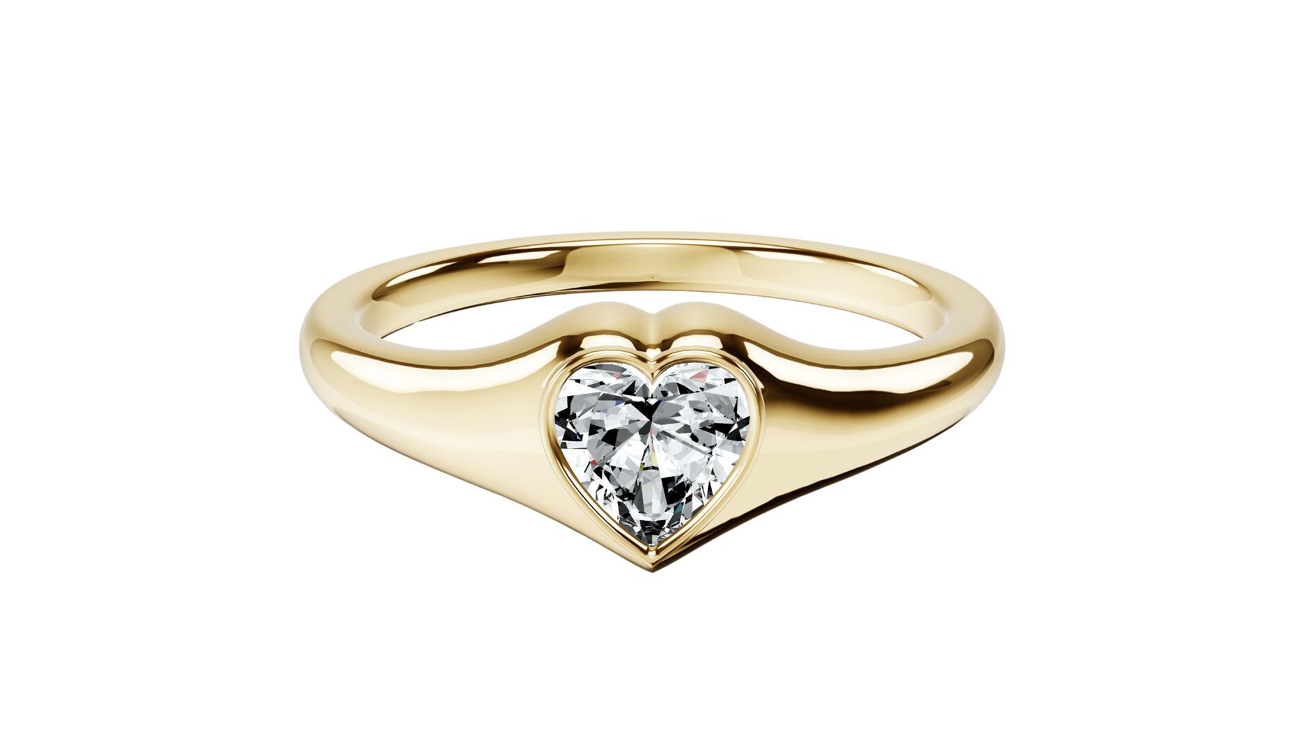 Miraki Jewels heart diamond signet ring