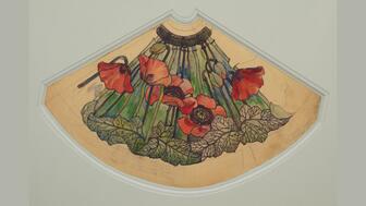 A watercolor drawing for a “Poppy” lampshade design, circa 1900, that the museum said likely was created by Clara Driscoll (1861–1944), or possibly by Alice C. Gouvy (1870-1924). “Designing the Gilded Age: Drawings from the Studios of Louis C. Tiffany” focuses on the initial drawings produced in his studio, often by émigrés and women. (© The Metropolitan Museum of Art) Louis Comfort Tiffany Poppy lampshade drawing