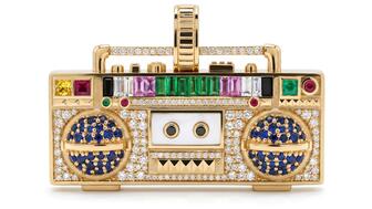 Associate Editor Natalie Francisco loved NeverNot’s “Feel The Rhythm” pendant, which uses 18-karat yellow gold, colored gemstones, and diamond pavé to replicate a boombox. It was one of the pieces that brought her joy in Las Vegas. NeverNot Feel The Rhythm Boombox Pendant