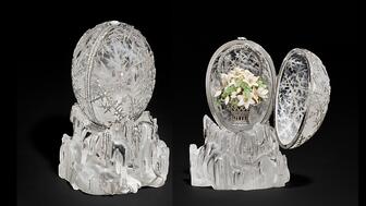 “The Winter Egg,” crafted by Fabergé, is the highlight of an upcoming Christie’s sale in London. Fabergé Imperial Winter Egg