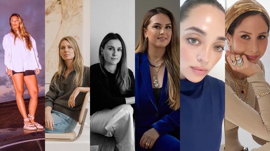 Six jewelry designers experts believe are poised to have a breakout year in 2026 are, from left to right, Jules Kim of Bijules, Sophie Howard of By Pariah, Jade Ruzzo, Joy Haugaard of Lionheart, Vanessa Fernández of Vanessa Fernández Studio, and Hiba Husayni of Zahn-Z. Jules Kim of Bijules, Sophie Howard of By Pariah, Jade Ruzzo, Joy Haugaard of Lionheart, Vanessa Fernández of Vanessa Fernández Studio, Hiba Husayni of Zahn-Z