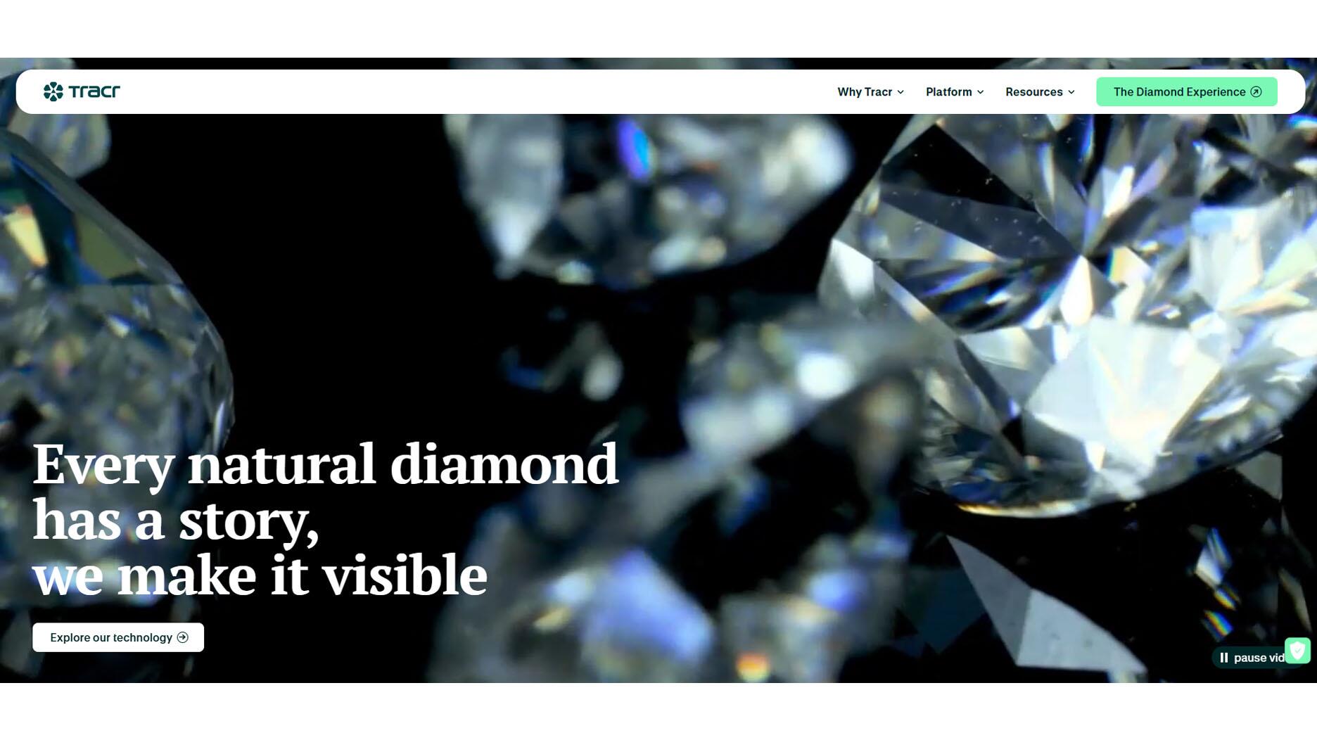 Screenshot of the Tracr website homepage  
