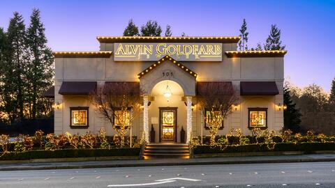 Exterior shot of Alvin Goldfarb Jeweler in Bellevue, Washington  