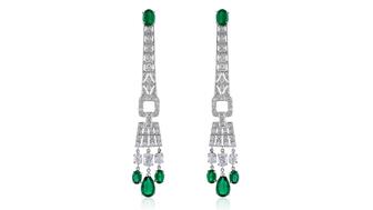 Mindi Mond New York emerald shoulder duster earrings 