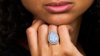 This 8.03-carat fancy light blue diamond will be offered at Elmwood’s Fine Jewellery sale on Oct. 1. 8.03 carat natural fancy light blue diamond