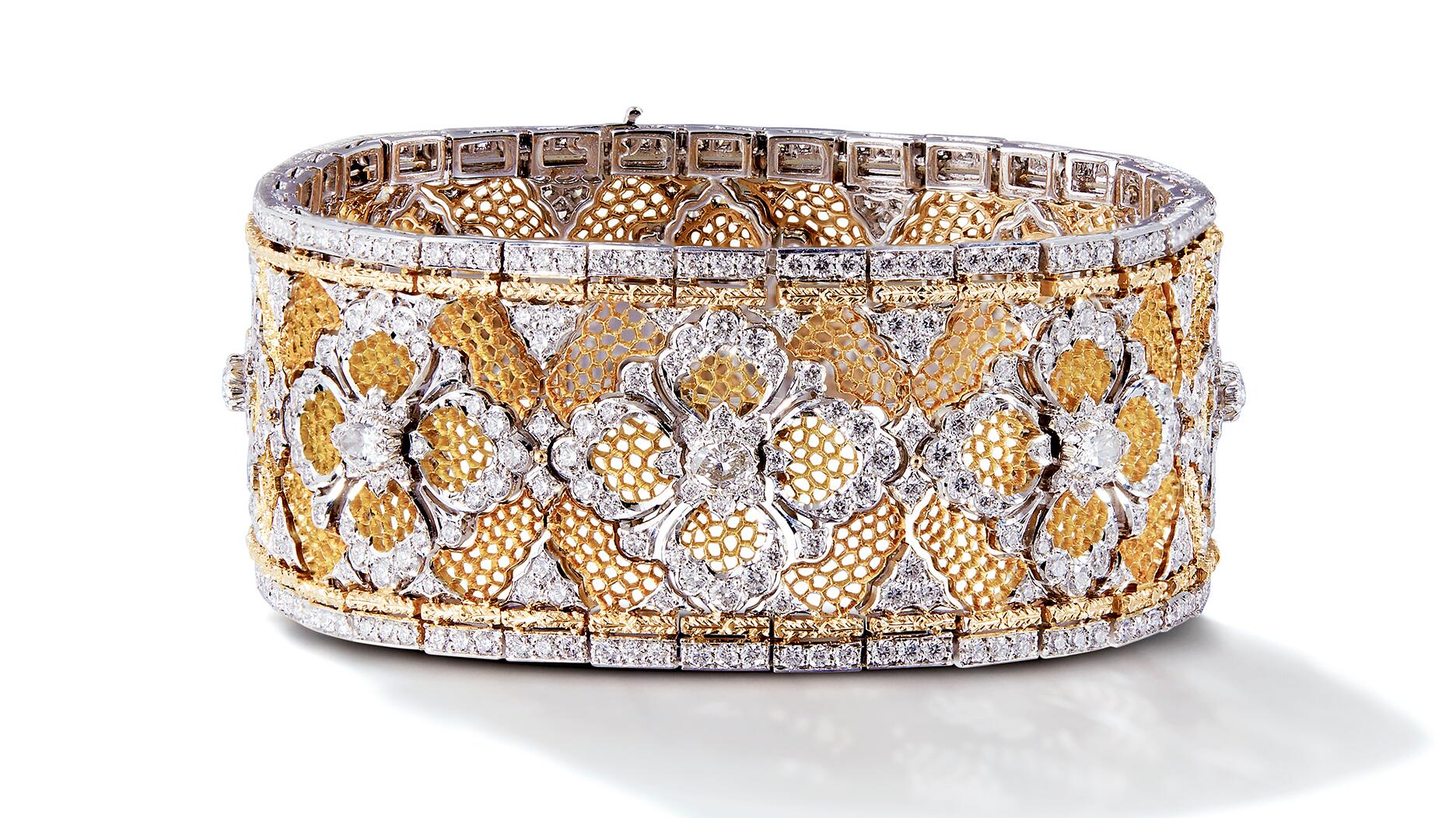 An “Opera” bracelet from Richemont-owned Buccellati. Richemont’s jewelry brands posted strong sales in the first quarter. Buccellati Opera high jewelry bracelet