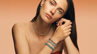 The new gemstone-focused lines in the “Heishi” and “Icon” collections merge architectural stones with John Hardy’s Balinese craft motifs through Creative Chairman Reed Krakoff’s modern lens. John Hardy Heishi Collection Campaign Imagery