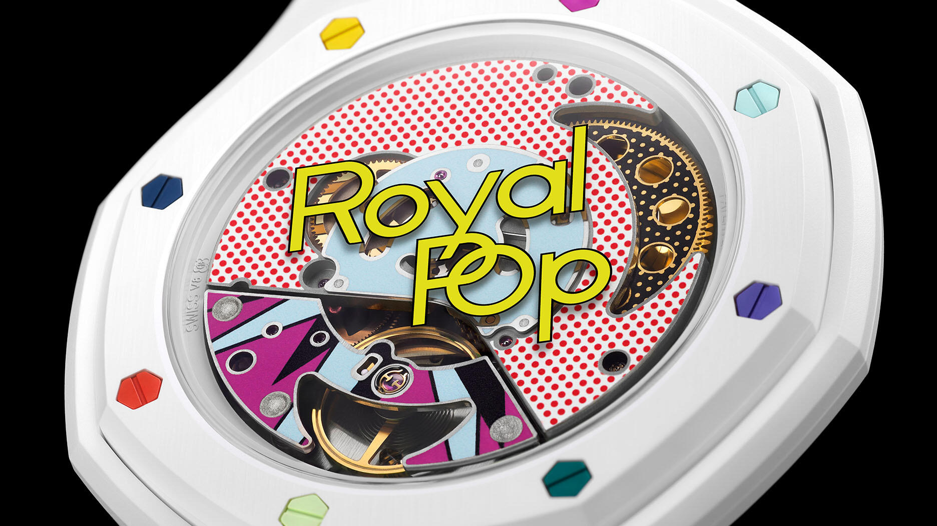 Back of Audemars Piguet x Swatch white Royal Pop watch