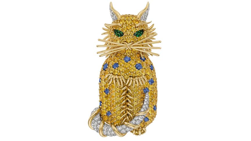 The Tiffany & Co. Jean Schlumberger “African Cat” brooch (Photo courtesy of Christie’s) Front of Jean Schlumberger’s ‘African Cat’ brooch