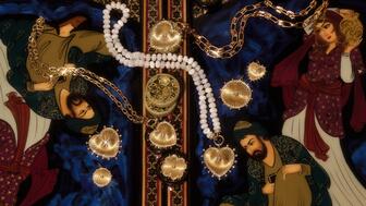 The “Cassandane” collection is a signature line for Lionheart with heart, sun, and clover motifs in 18-karat yellow gold and accented by diamonds. Lionheart Cassandane Collection Campaign